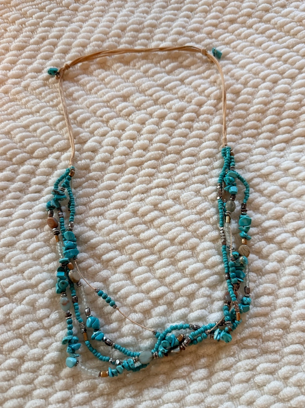 Turquoise Multi-Strand Beaded Necklace - Women Jewelry